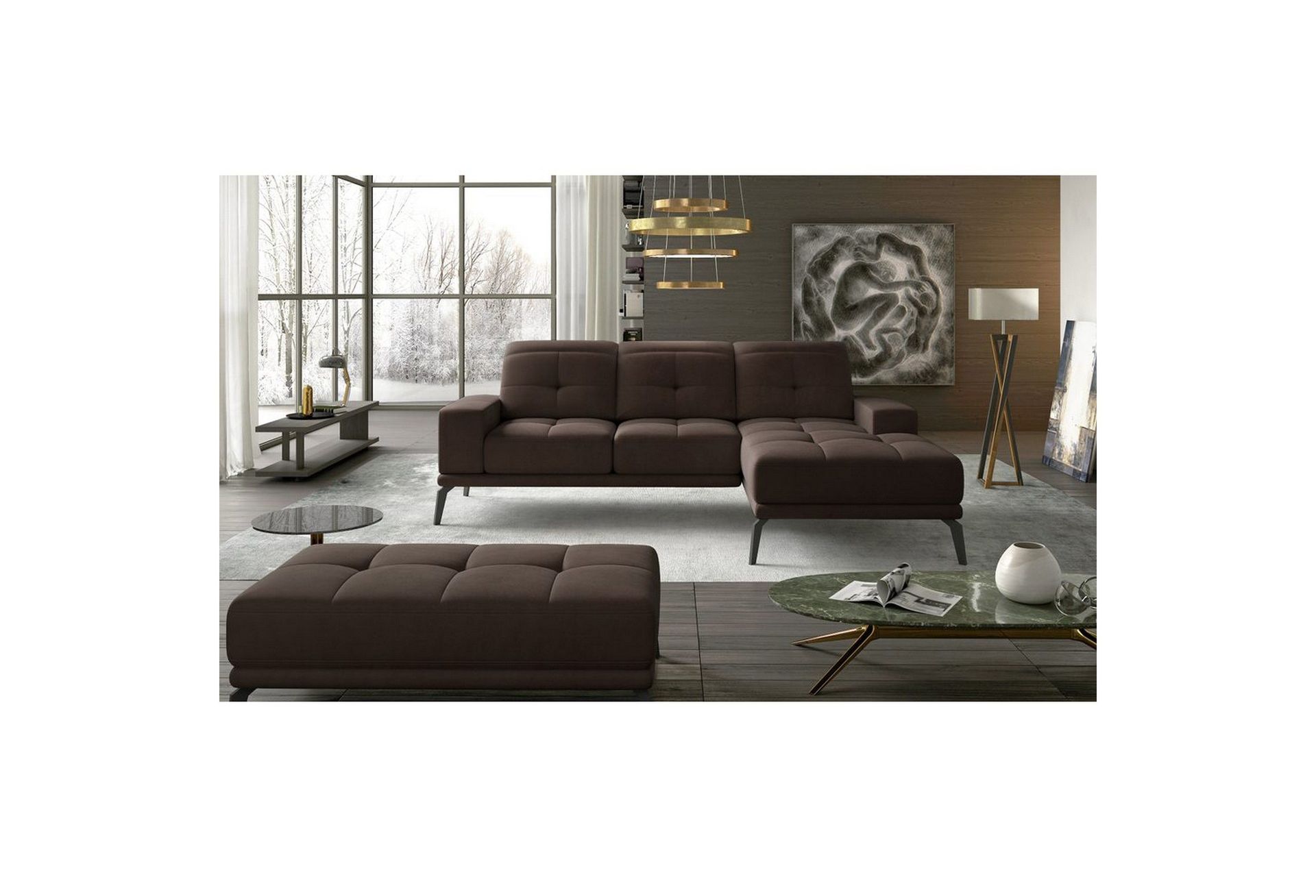 Hjørnesofa Eltap Torrense 265x175x98 cm - Jasmine 29, Brun, Høyre