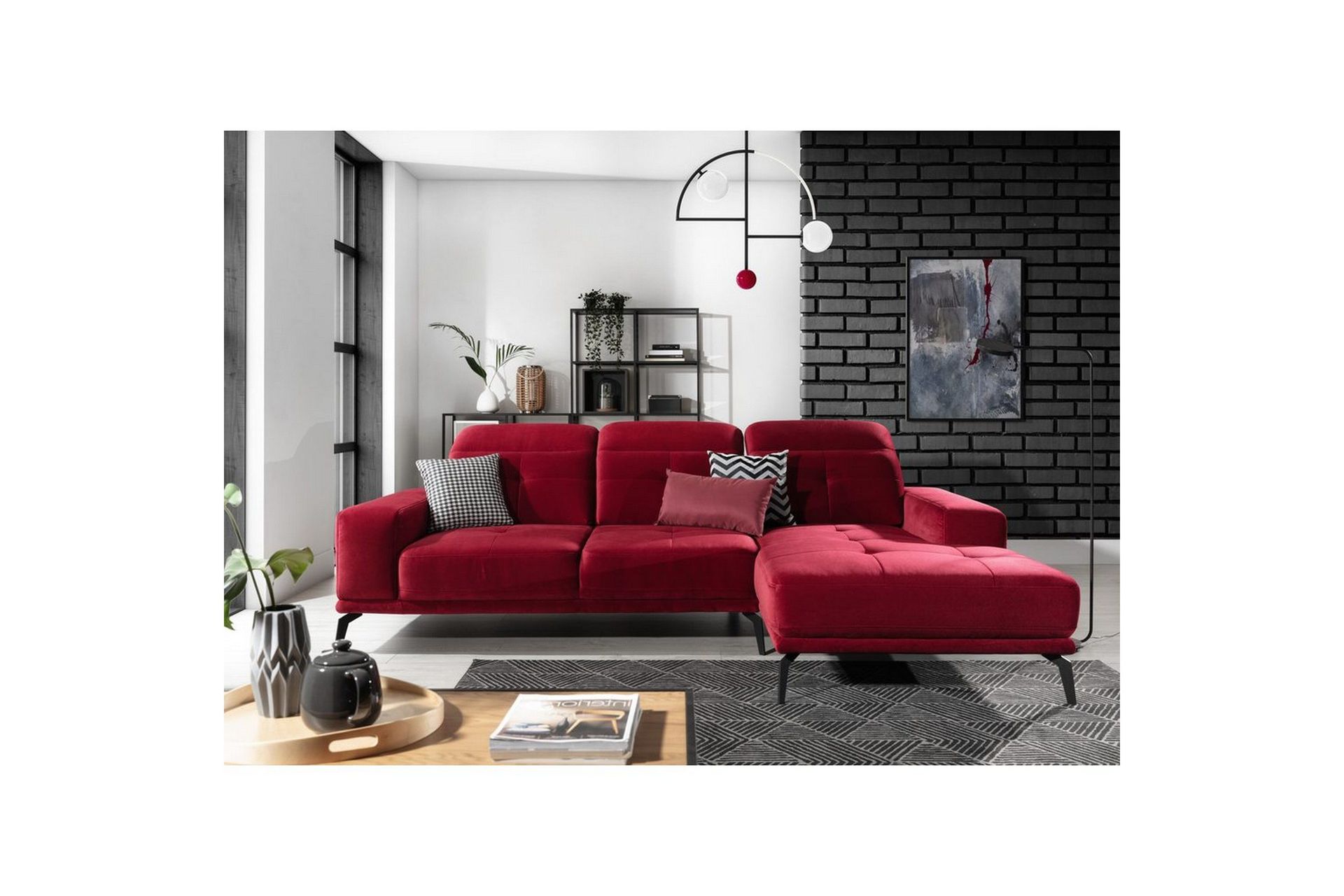 Hjørnesofa Eltap Torrense 265x175x98 cm - Kronos 02, Rød, Høyre