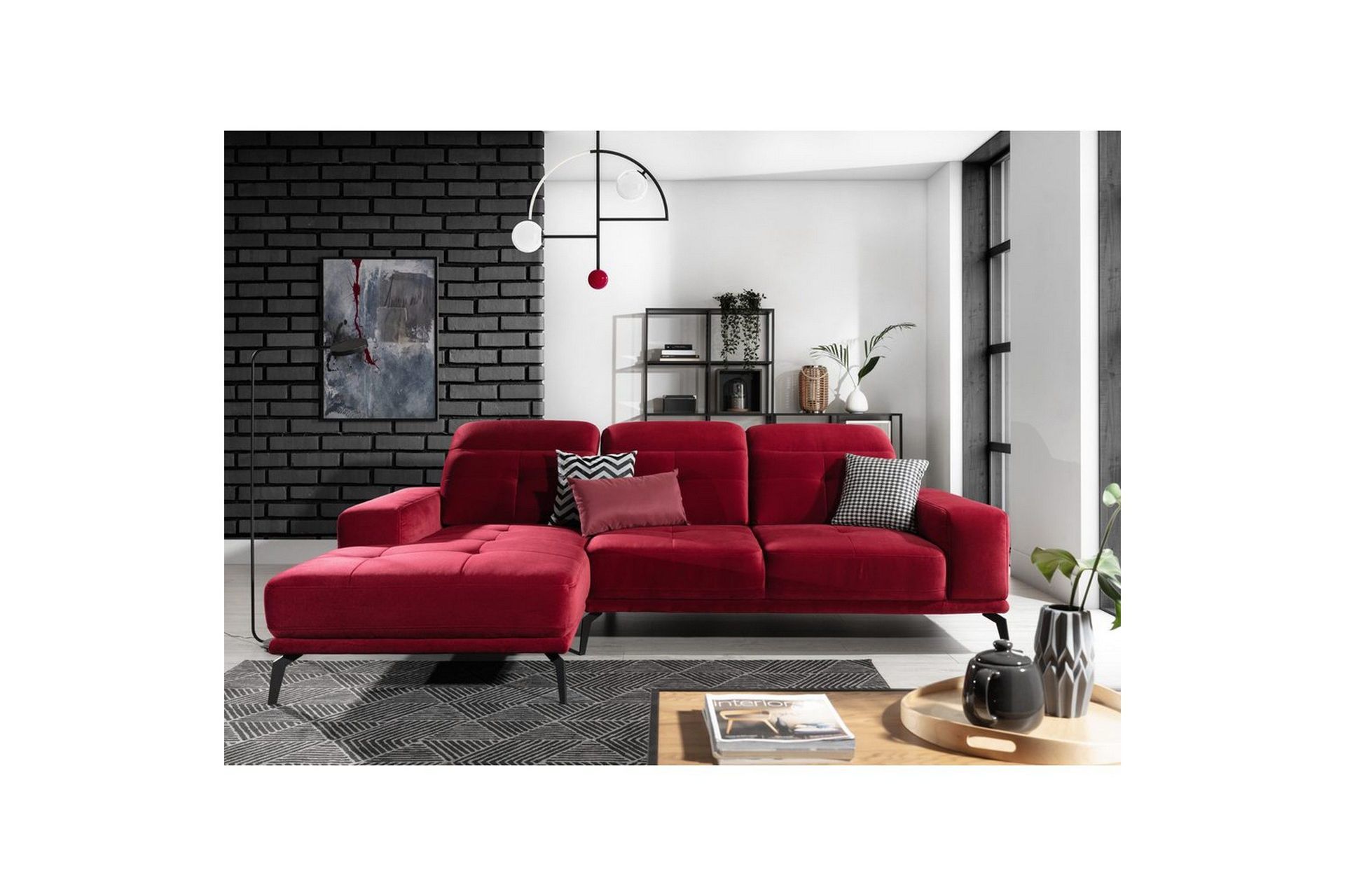 Hjørnesofa Eltap Torrense 265x175x98 cm - Kronos 02, Rød, Venstre