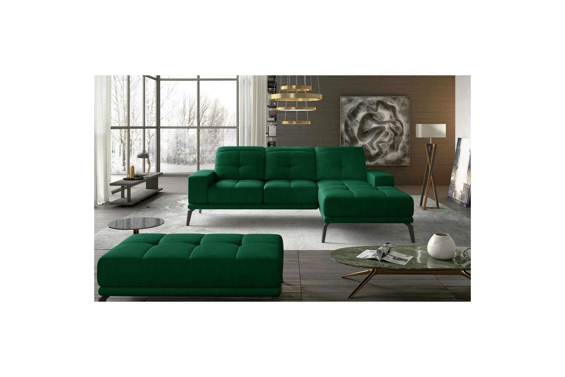 Hjørnesofa Eltap Torrense 265x175x98 cm - Kronos 19, Grønn, Høyre