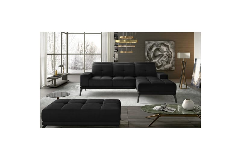 Hjørnesofa Eltap Torrense 265x175x98 cm - Mat Velvet 99, Svart, Høyre - Møbler - Sofaer - Sovesofaer