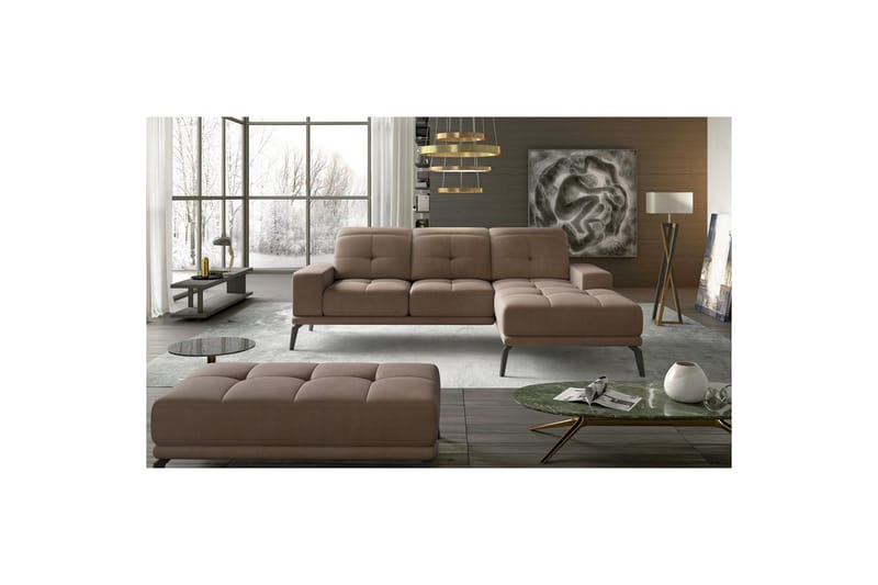 Hjørnesofa Eltap Torrense 265x175x98 cm - Monolith 09, Lysebrun, Høyre - Møbler - Sofaer - Sovesofaer