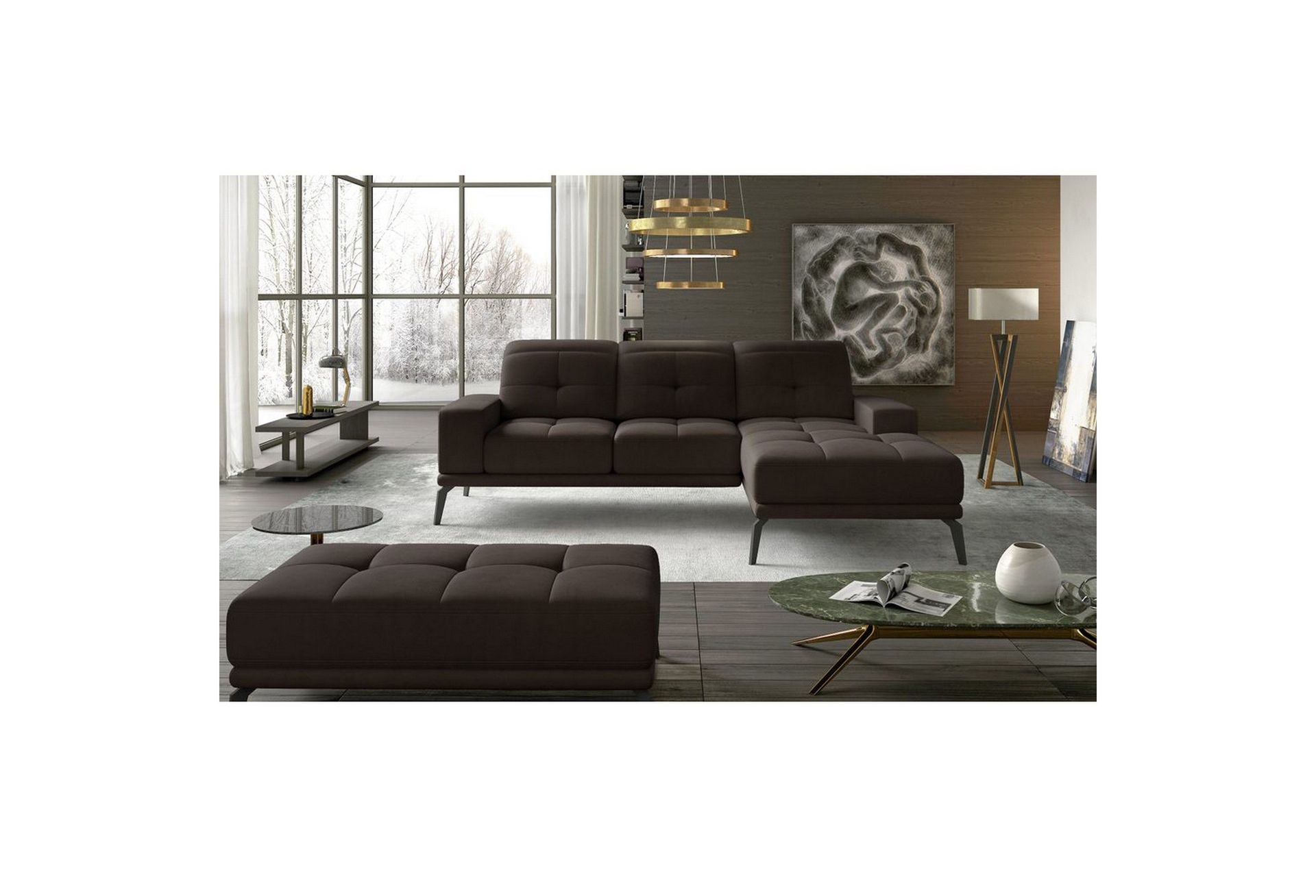 Hjørnesofa Eltap Torrense 265x175x98 cm - Monolith 29, Brun, Høyre