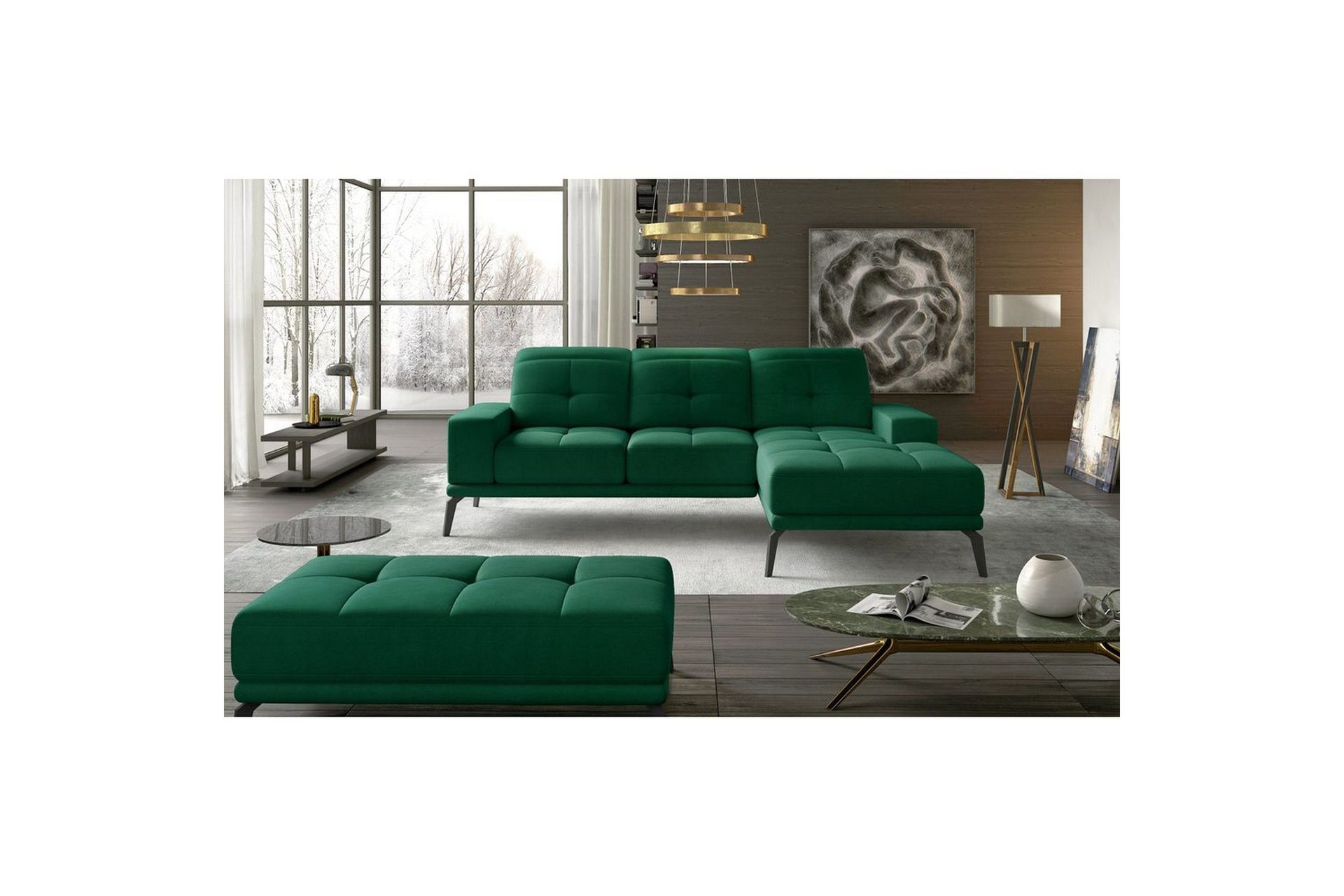 Hjørnesofa Eltap Torrense 265x175x98 cm - Monolith 37, Grønn, Høyre