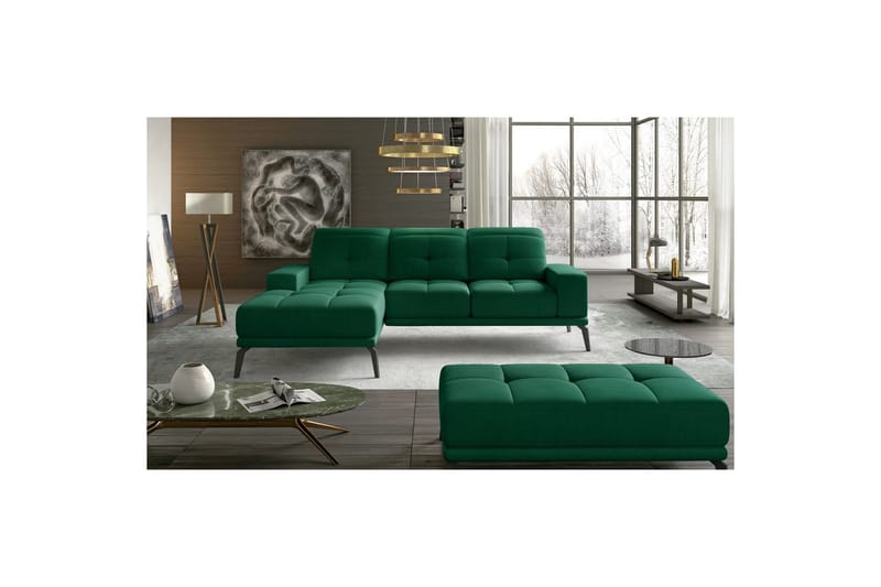 Hjørnesofa Eltap Torrense 265x175x98 cm - Monolith 37, Grønn, Venstre - Møbler - Sofaer - Sovesofaer