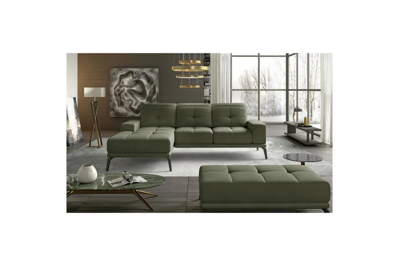 Hjørnesofa Eltap Torrense 265x175x98 cm - Monolith 38, Grønn, Venstre - Møbler - Sofaer - Sovesofaer