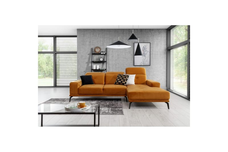 Hjørnesofa Eltap Torrense 265x175x98 cm - Monolith 48, Oransje, Høyre - Møbler - Sofaer - Sovesofaer