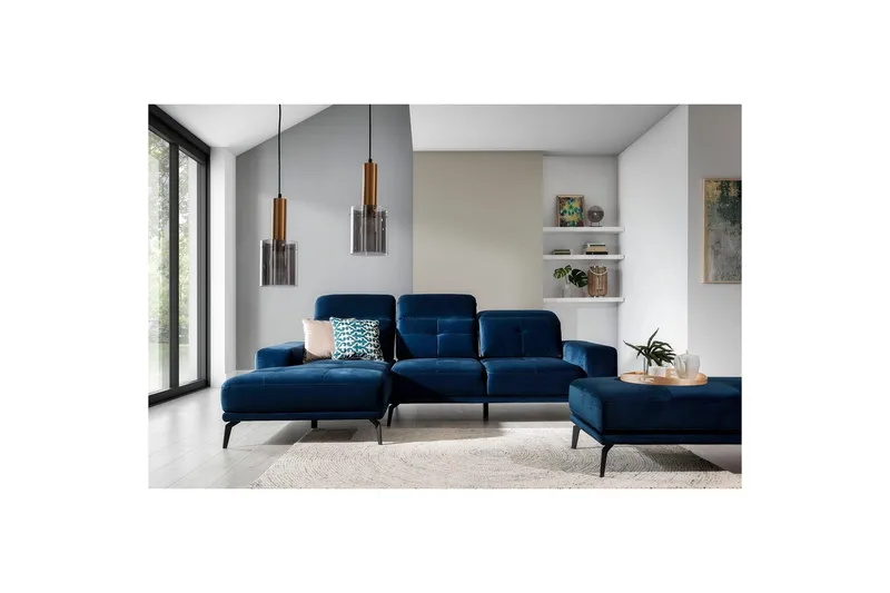 Hjørnesofa Eltap Torrense 265x175x98 cm, Monolith 77, Blå, Venstre