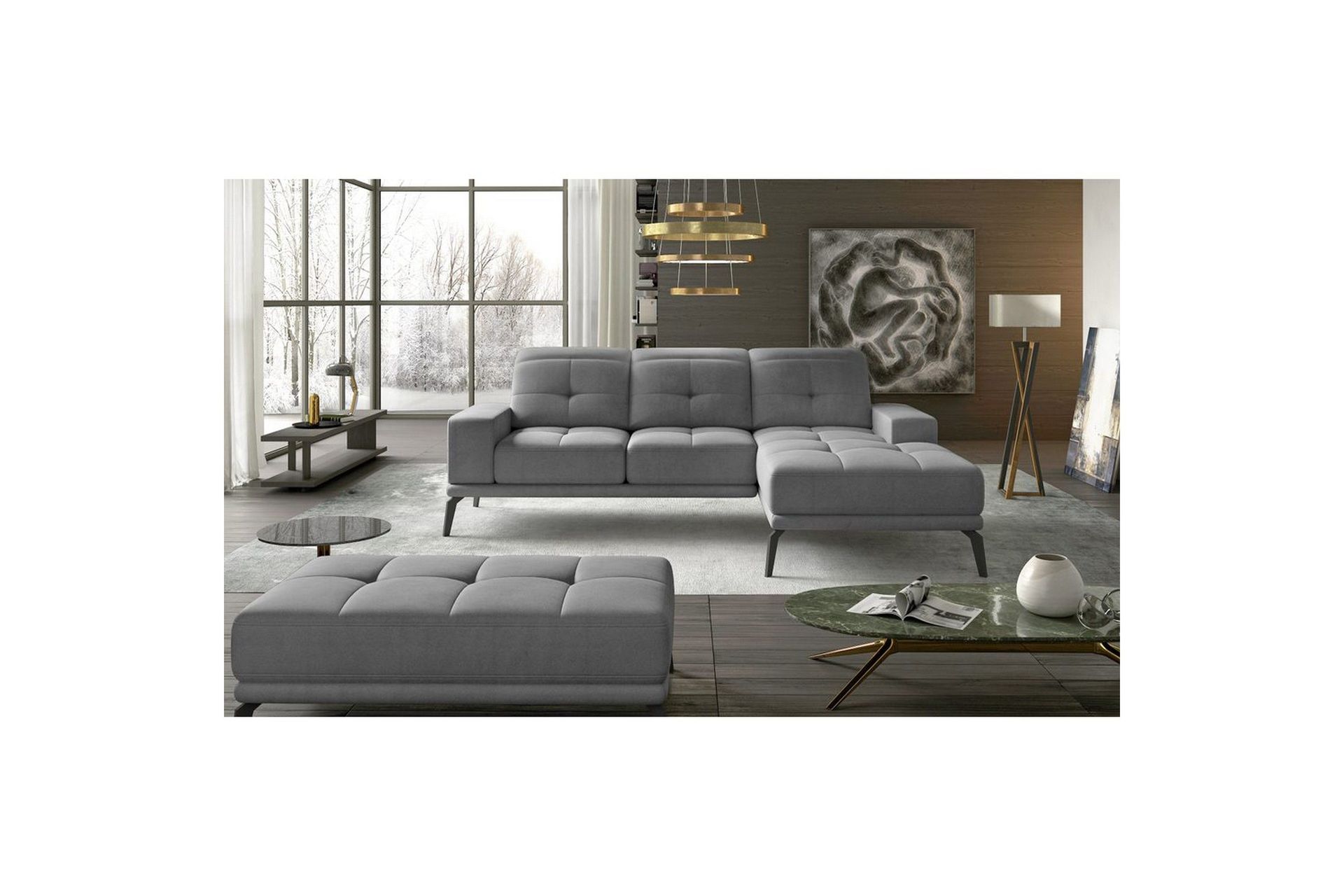 Hjørnesofa Eltap Torrense 265x175x98 cm - Monolith 84, Grå, Høyre