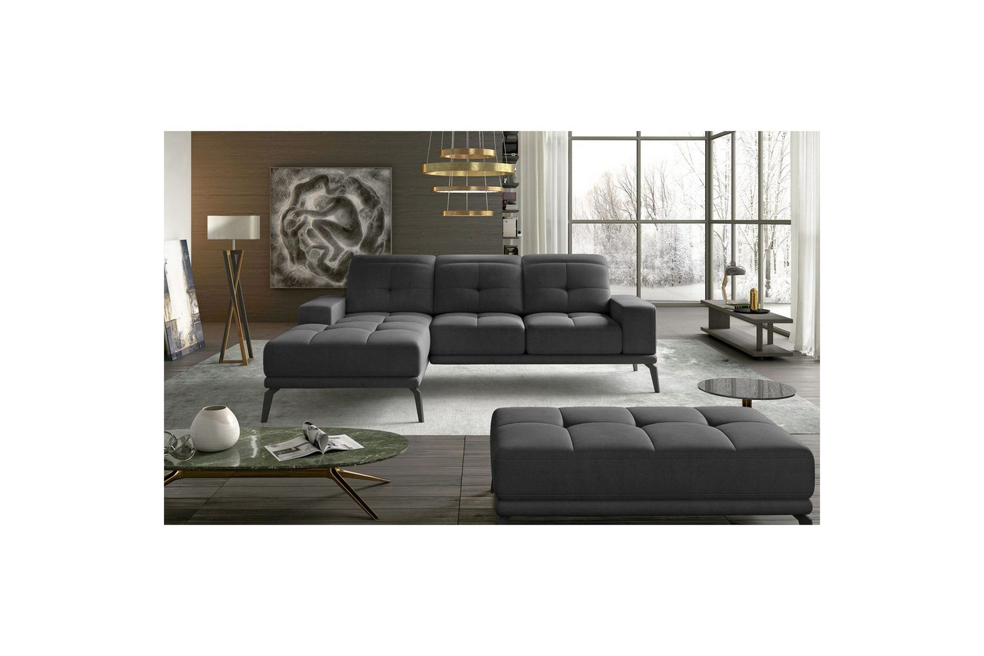 Hjørnesofa Eltap Torrense 265x175x98 cm - Monolith 97, Grønn, Venstre