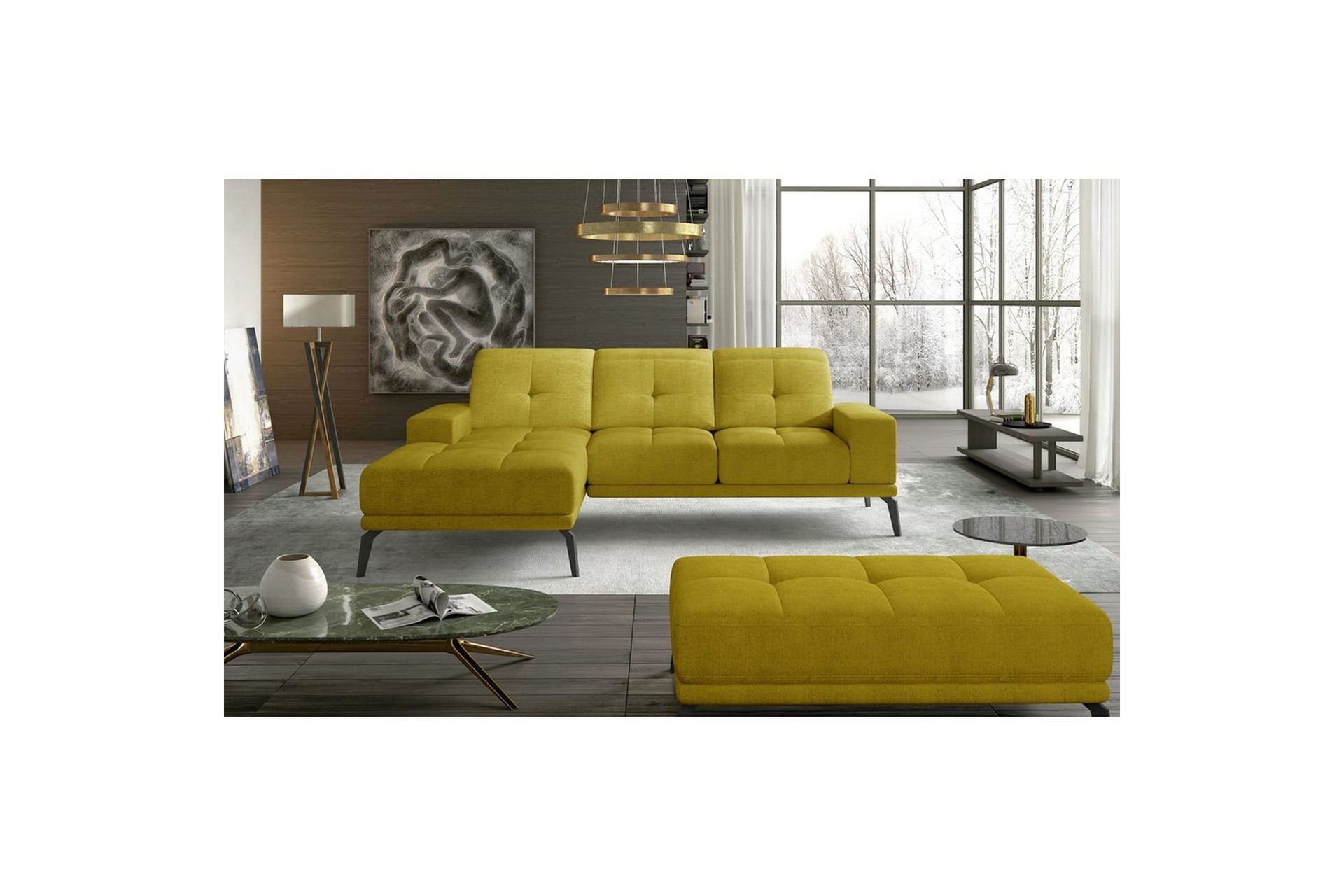 Hjørnesofa Eltap Torrense 265x175x98 cm - Omega 68, Gul, Venstre