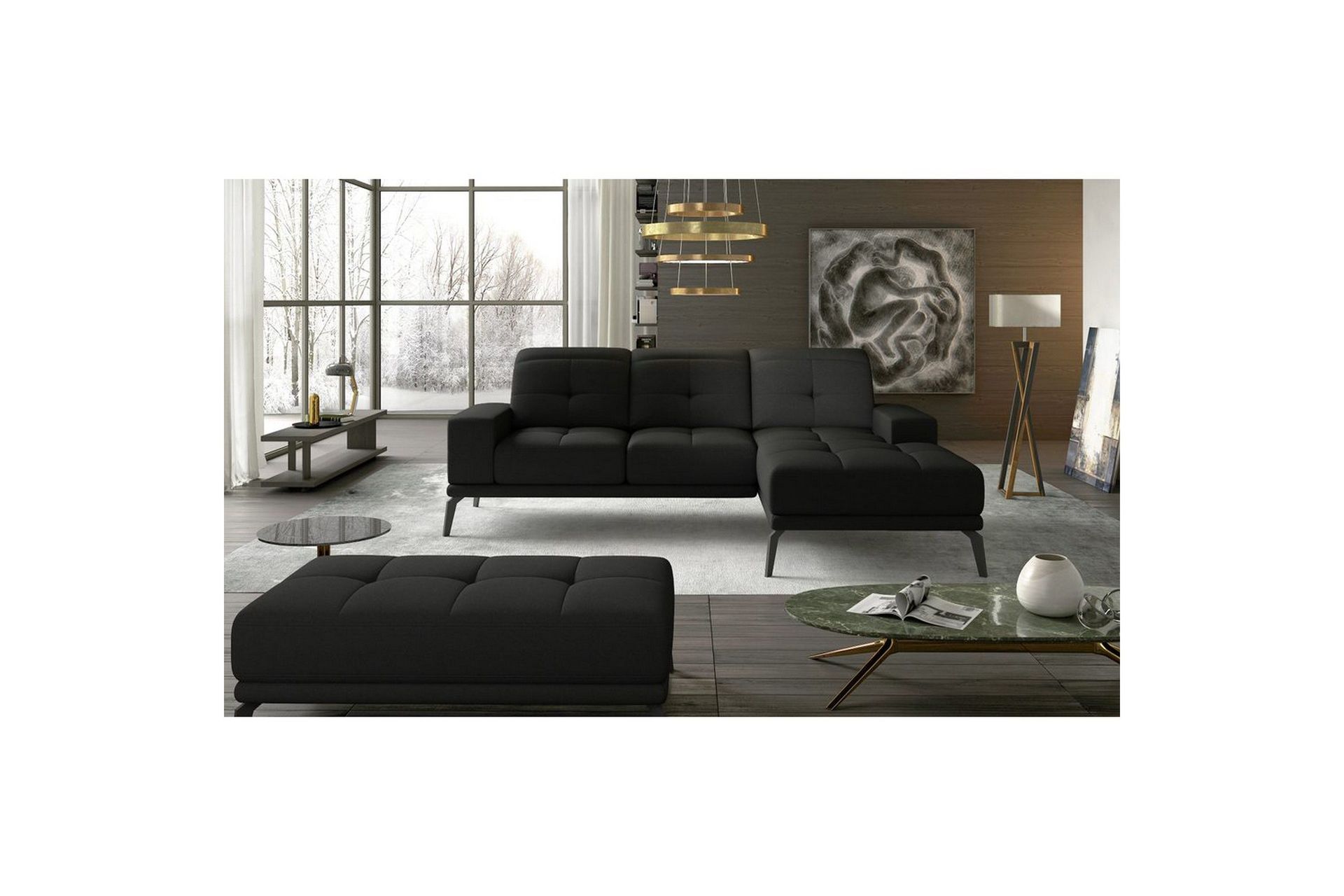 Hjørnesofa Eltap Torrense 265x175x98 cm - Sawana 14, Svart, Høyre