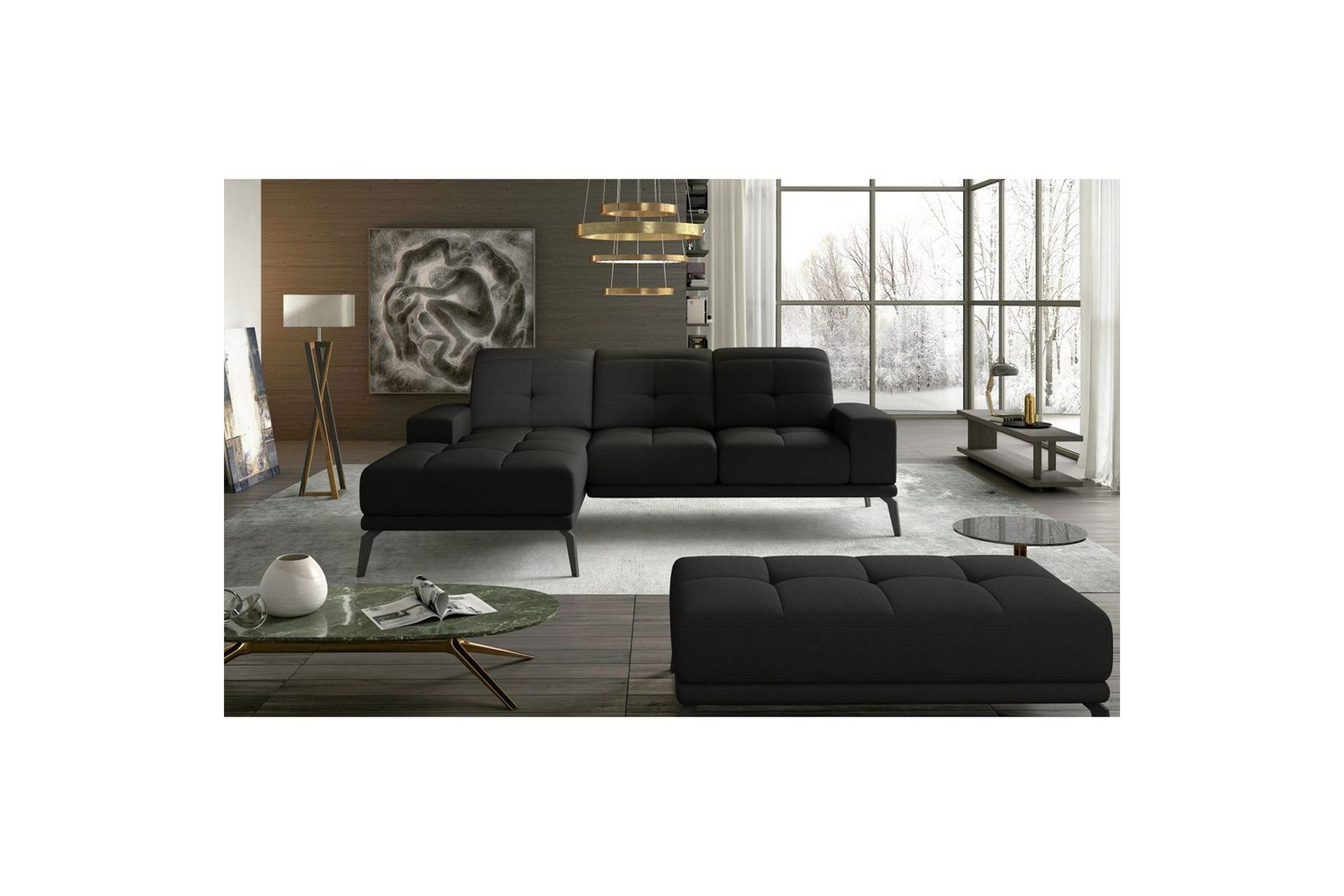 Hjørnesofa Eltap Torrense 265x175x98 cm - Sawana 14, Svart, Venstre
