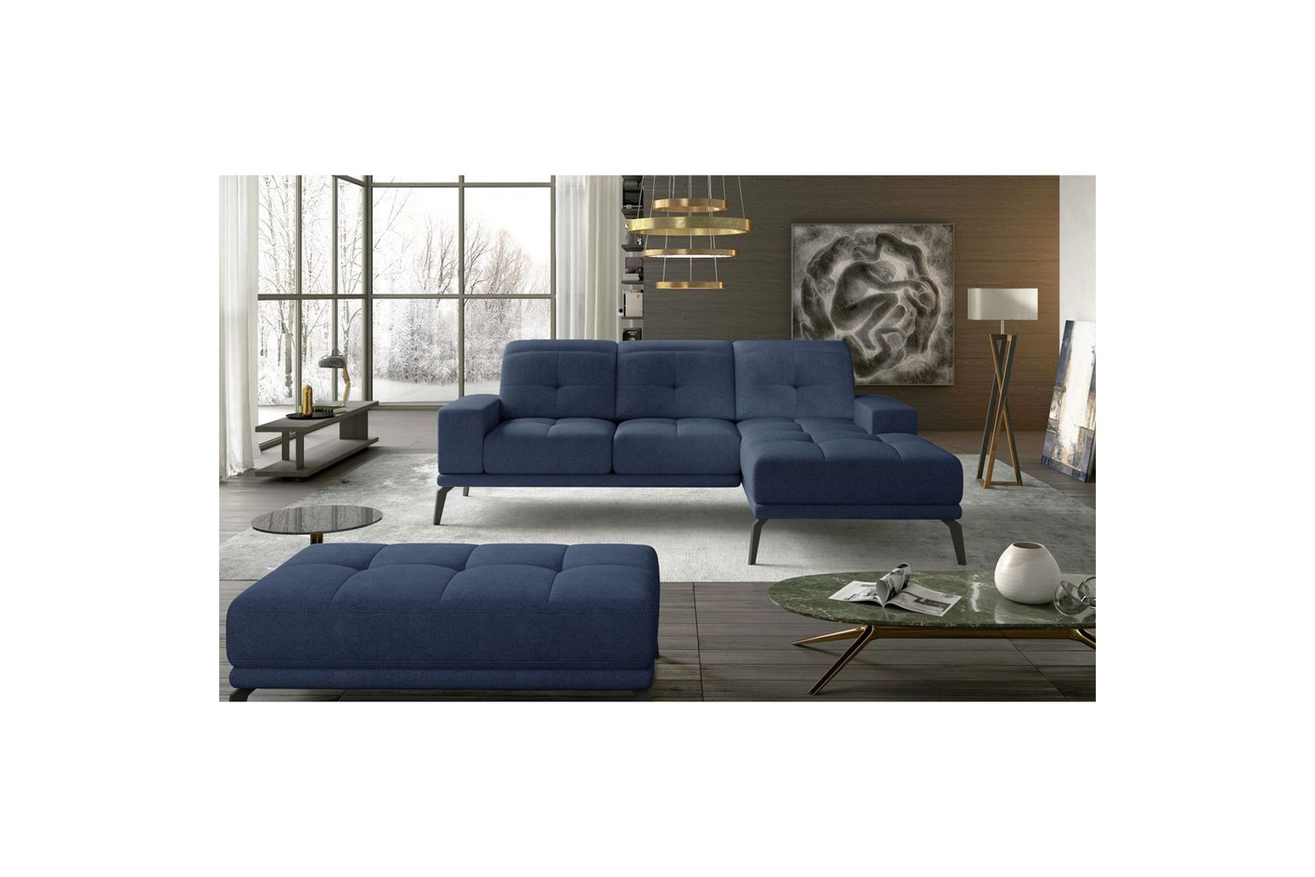 Hjørnesofa Eltap Torrense 265x175x98 cm - Soro 76, Blå, Høyre