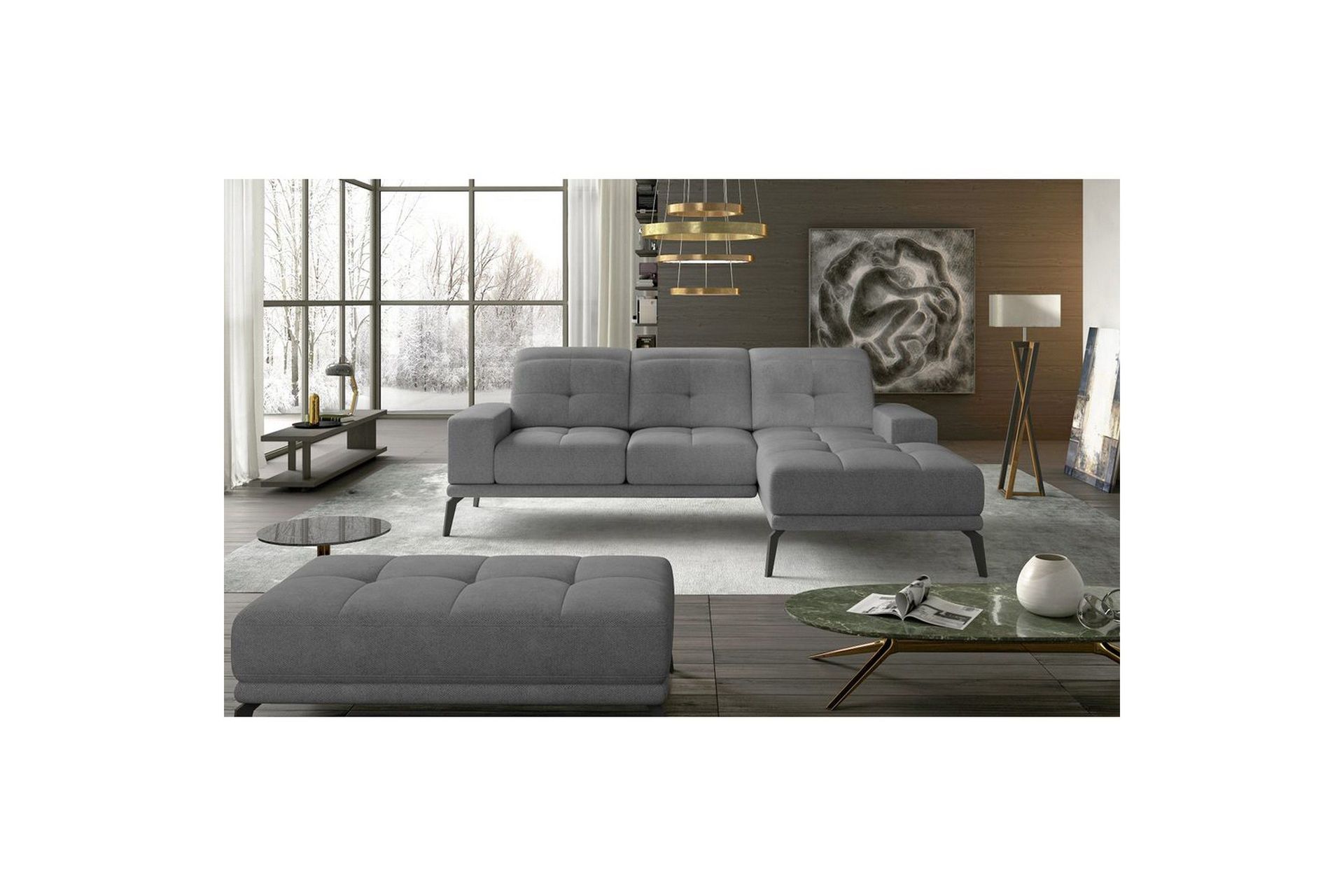 Hjørnesofa Eltap Torrense 265x175x98 cm - Soro 93, Grå, Høyre