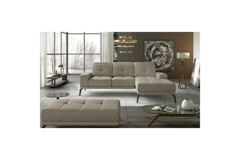 Hjørnesofa Eltap Torrense 265x175x98 cm - Paros 02, Beige, Høyre - Møbler - Sofaer - Sovesofaer