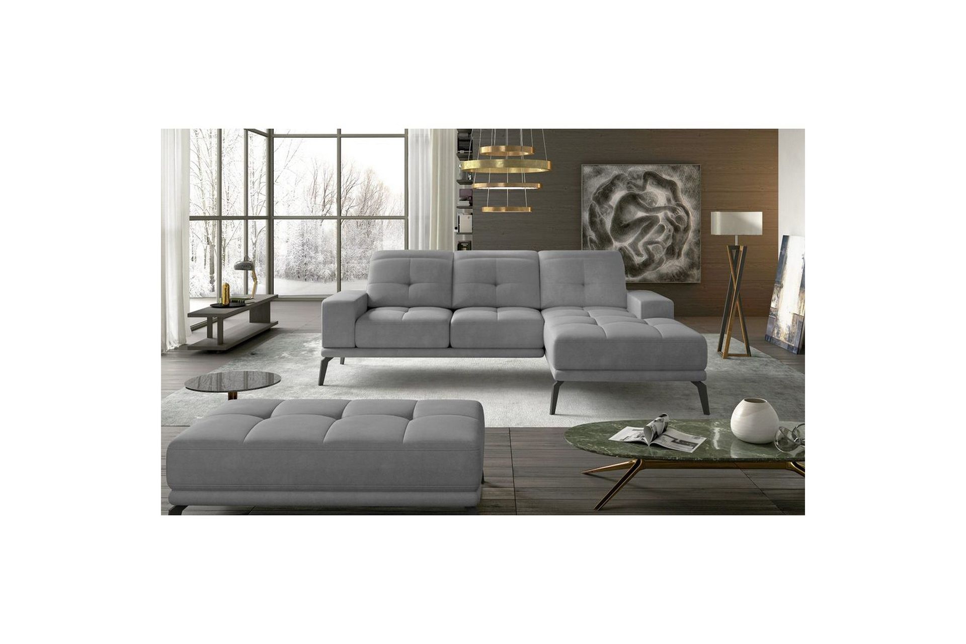 Hjørnesofa Eltap Torrense 265x175x98 cm - Paros 05, Grå, Høyre