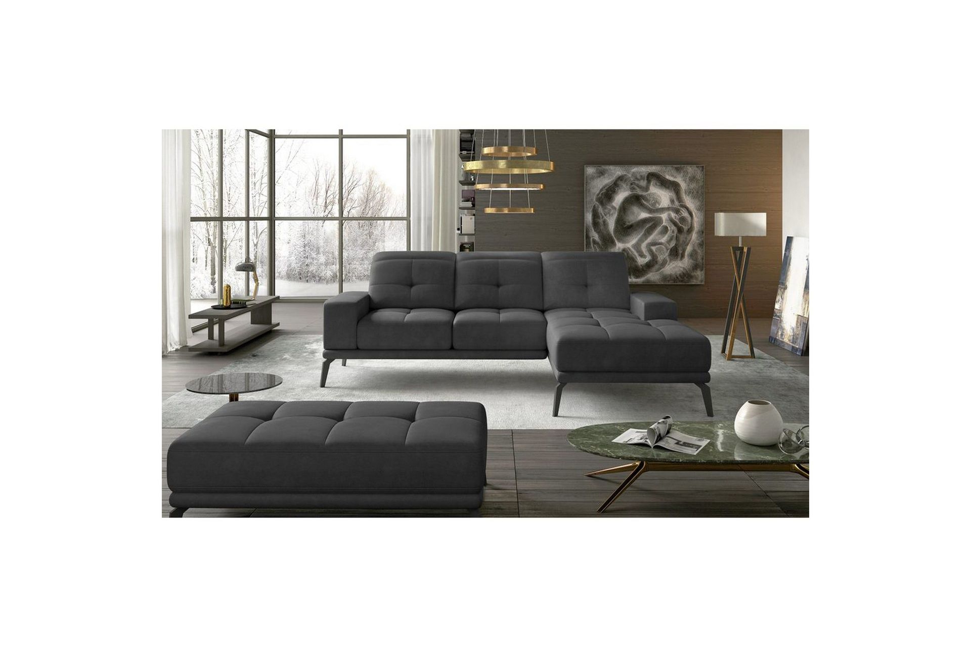 Hjørnesofa Eltap Torrense 265x175x98 cm - Paros 06, Grå, Høyre