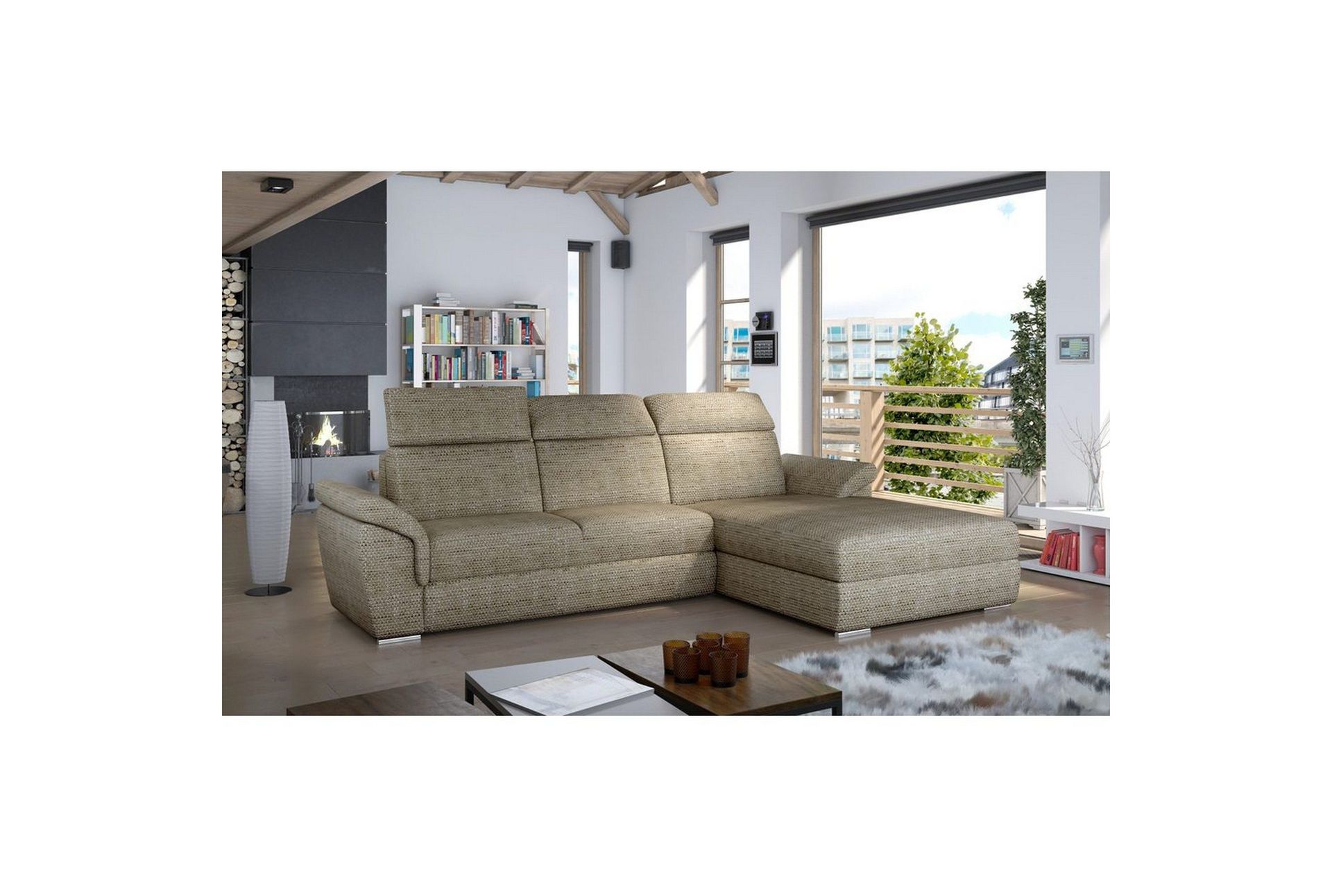 Hjørnesofa Eltap Trevisco 272x216x100 cm - Berlin 03, Beige, Høyre