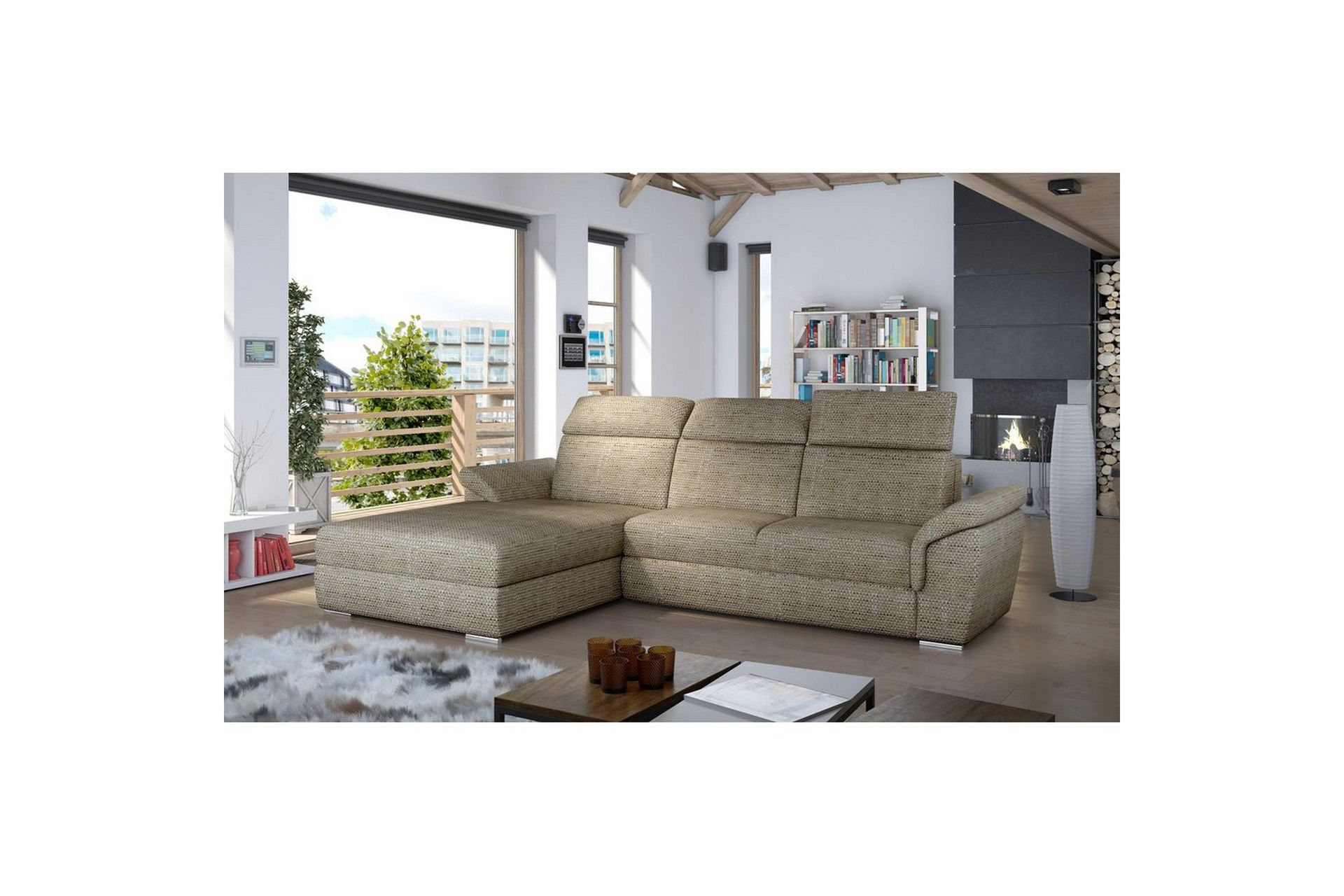 Hjørnesofa Eltap Trevisco 272x216x100 cm - Berlin 03, Beige, Venstre