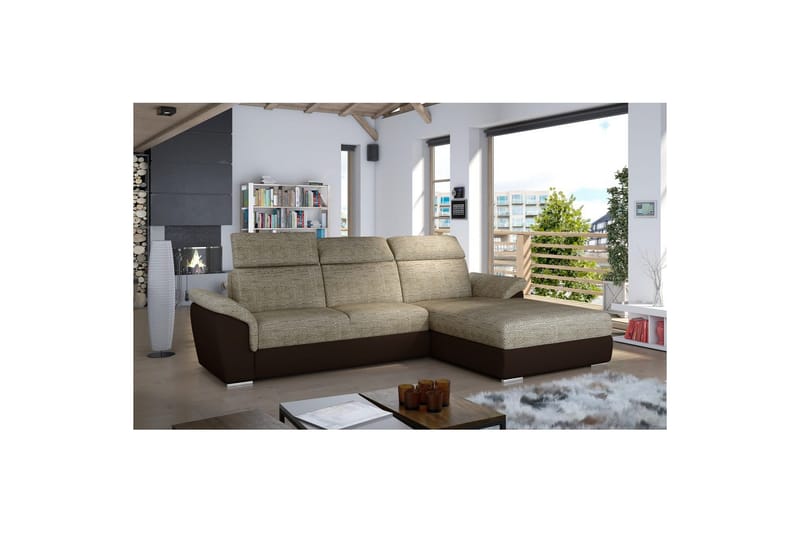 Hjørnesofa Eltap Trevisco 272x216x100 cm - Berlin 03, Soft 66, Beige, Høyre - Møbler - Sofaer - Sovesofaer