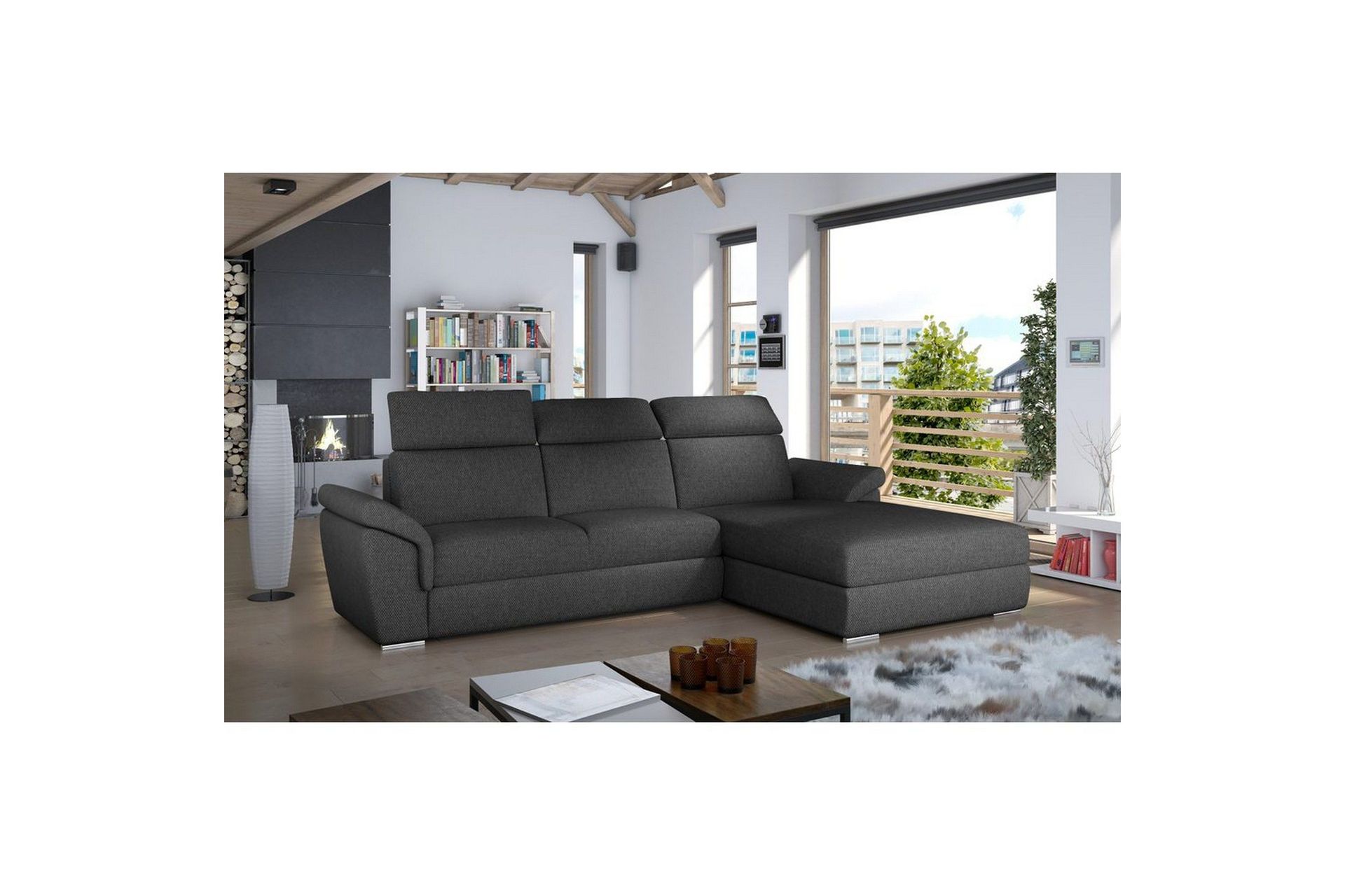 Hjørnesofa Eltap Trevisco 272x216x100 cm - Inari 96, Mørk Grå, Høyre