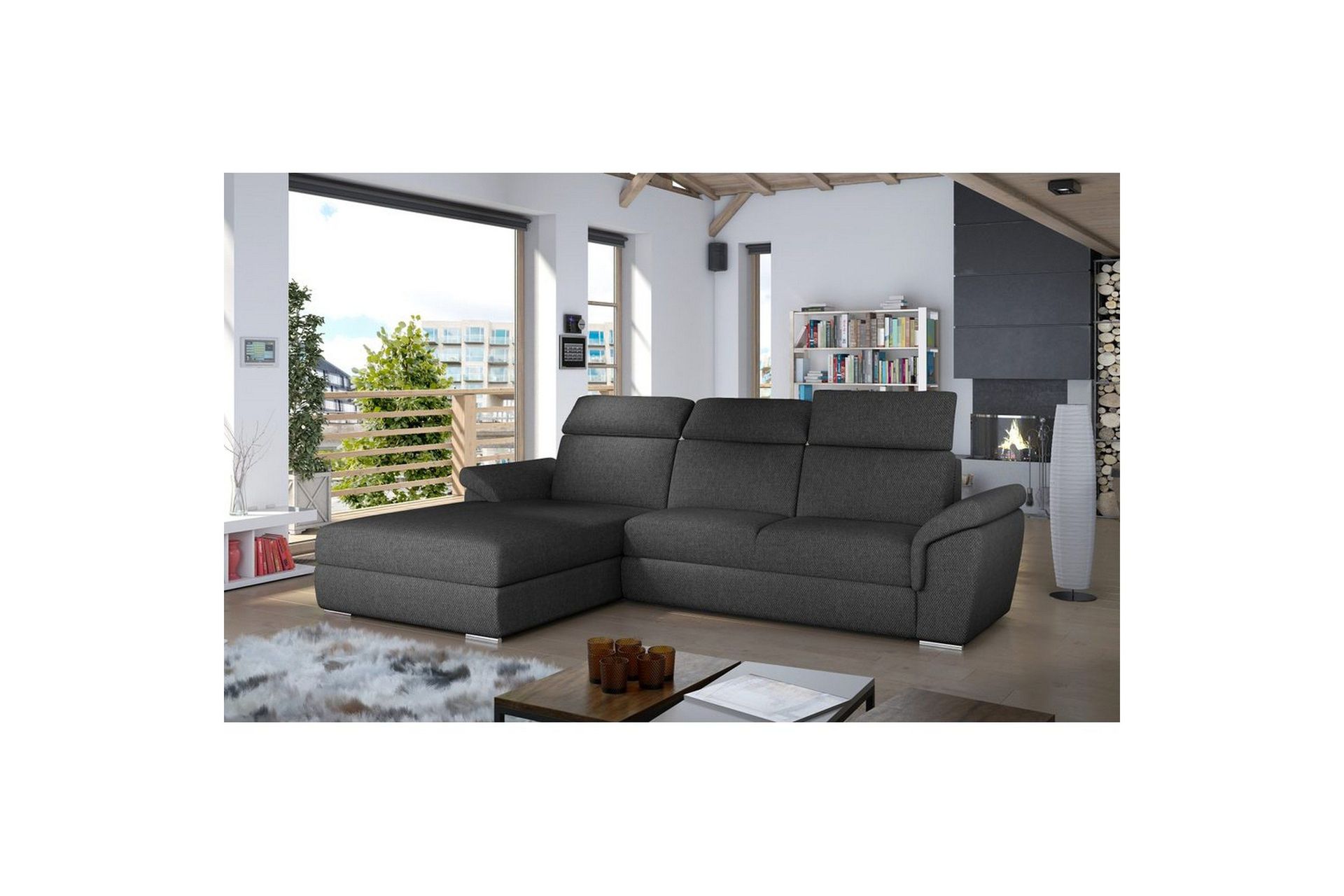 Hjørnesofa Eltap Trevisco 272x216x100 cm - Inari 96, Mørk Grå, Venstre
