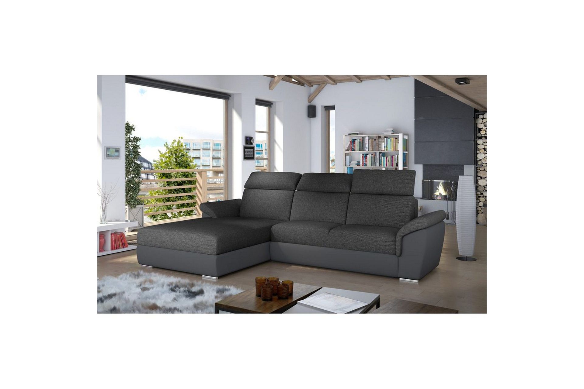 Hjørnesofa Eltap Trevisco 272x216x100 cm - Inari 96, Soft 29, Mørk Grå, Venstre