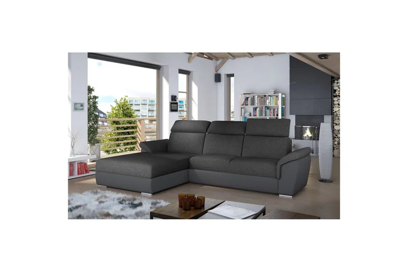 Hjørnesofa Eltap Trevisco 272x216x100 cm - Inari 96, Soft 29, Mørk Grå, Venstre - Møbler - Sofaer - Sovesofaer