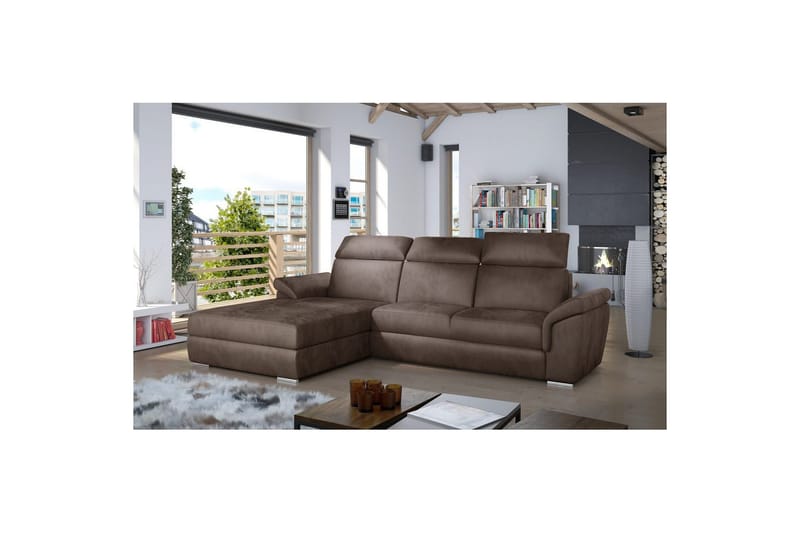 Hjørnesofa Eltap Trevisco 272x216x100 cm - Monolith 09, Lys Brun, Venstre - Møbler - Sofaer - Sovesofaer