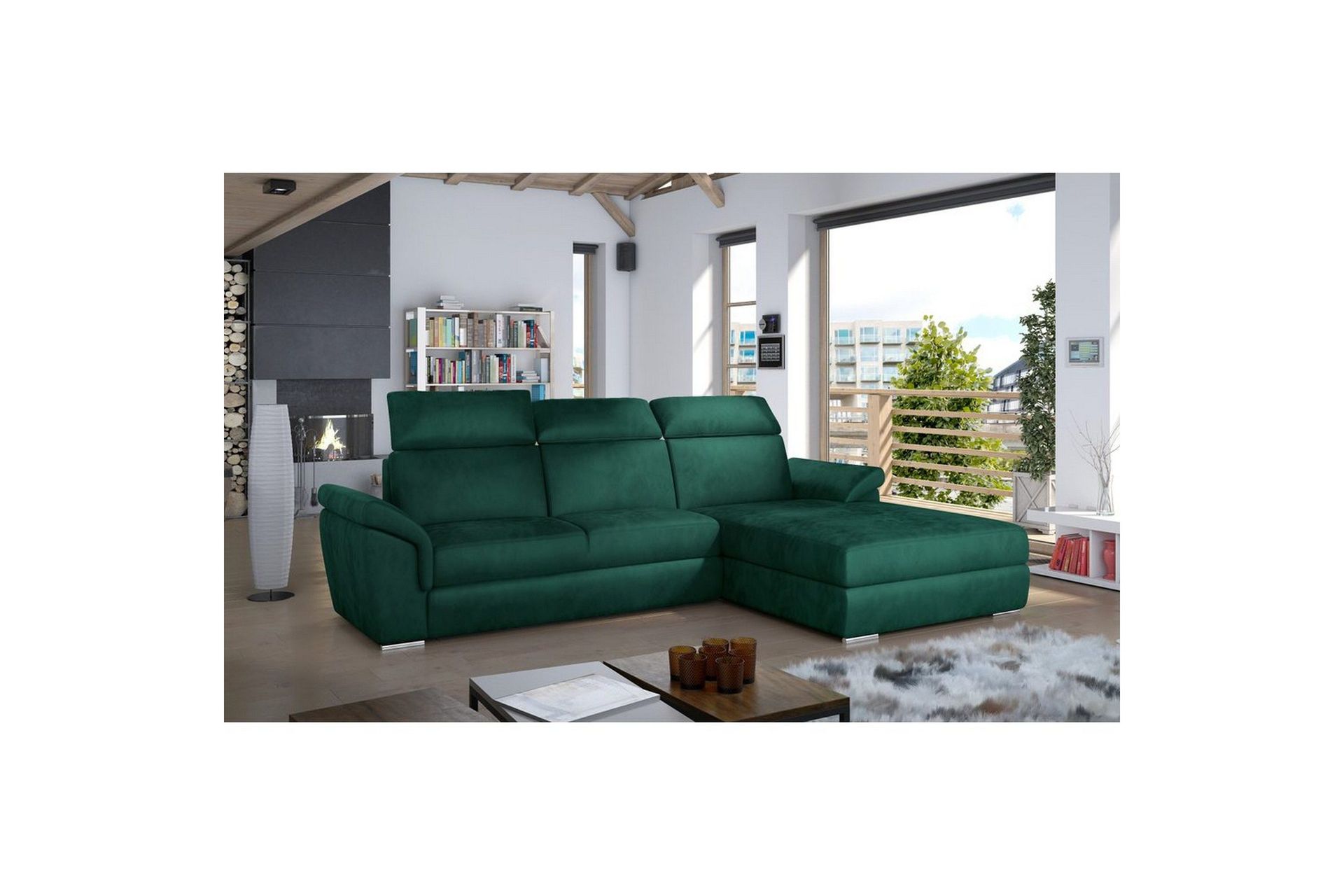 Hjørnesofa Eltap Trevisco 272x216x100 cm - Monolith 37, Mørk Grønn, Høyre