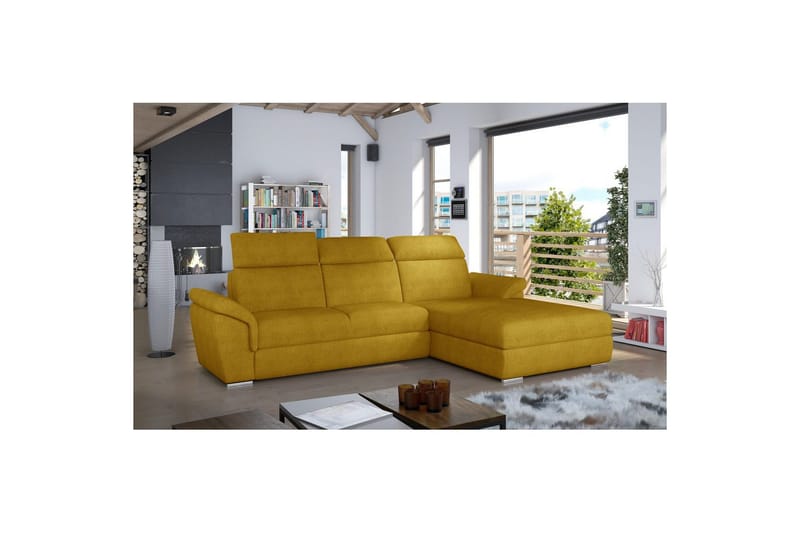 Hjørnesofa Eltap Trevisco 272x216x100 cm - Omega 68, Gul, Høyre - Møbler - Sofaer - Sovesofaer