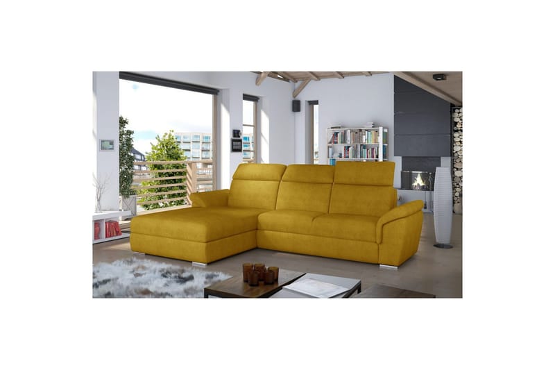 Hjørnesofa Eltap Trevisco 272x216x100 cm - Omega 68, Gul, Venstre - Møbler - Sofaer - Sovesofaer