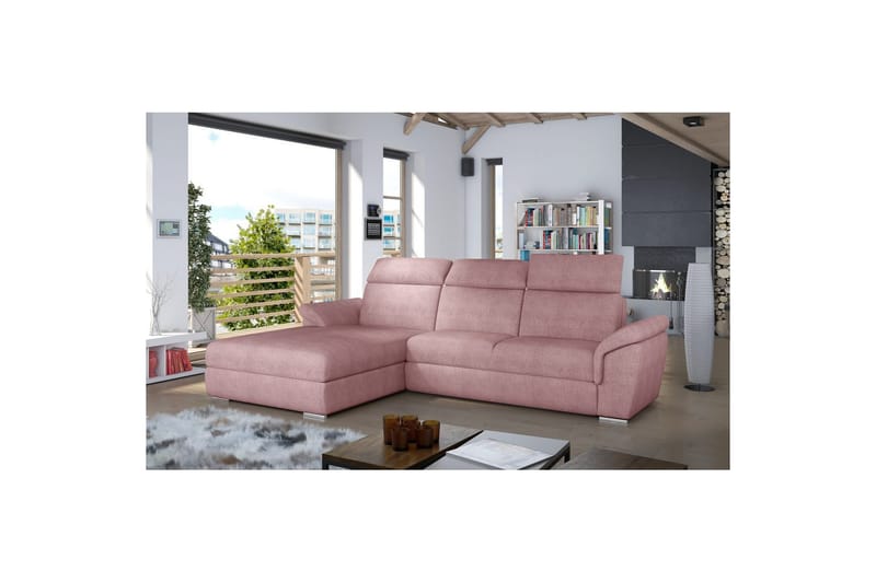 Hjørnesofa Eltap Trevisco 272x216x100 cm - Omega 91, Rosa, Venstre - Møbler - Sofaer - Sovesofaer