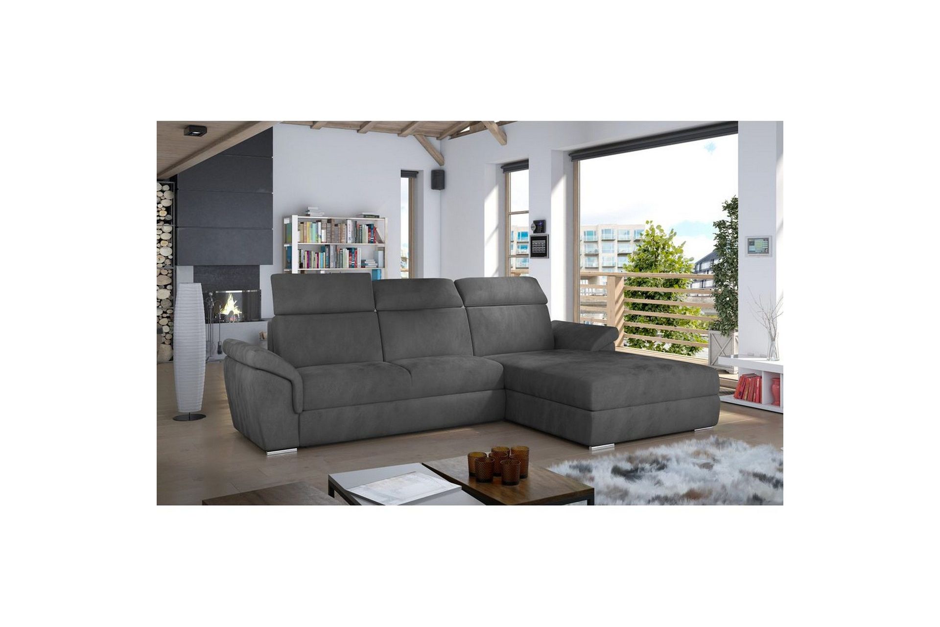 Hjørnesofa Eltap Trevisco 272x216x100 cm - Paros 06, Mørk grå, Høyre