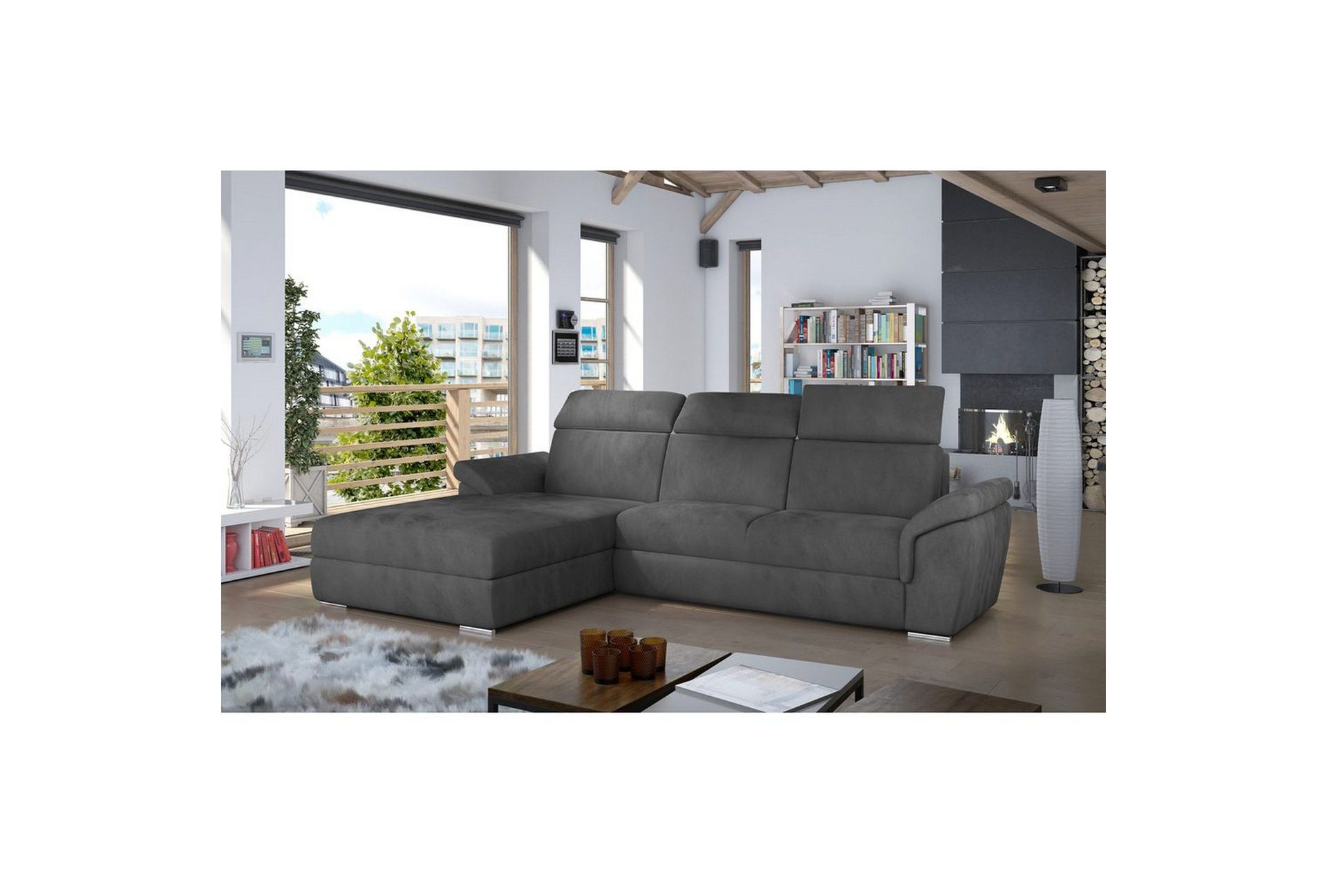 Hjørnesofa Eltap Trevisco 272x216x100 cm - Paros 06, Mørk grå, Venstre
