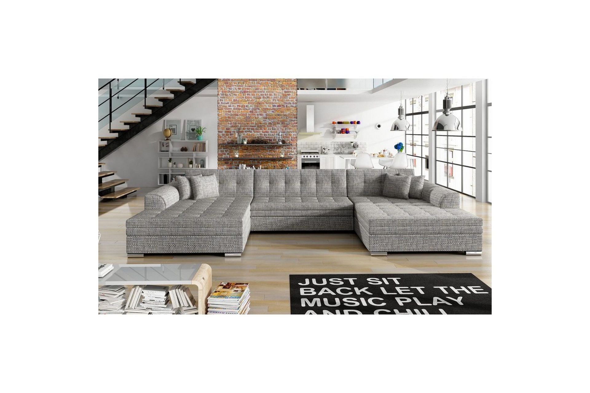 Hjørnesofa Eltap Vento 359x165x78 cm - Berlin 01, Grå, Symmetrisk