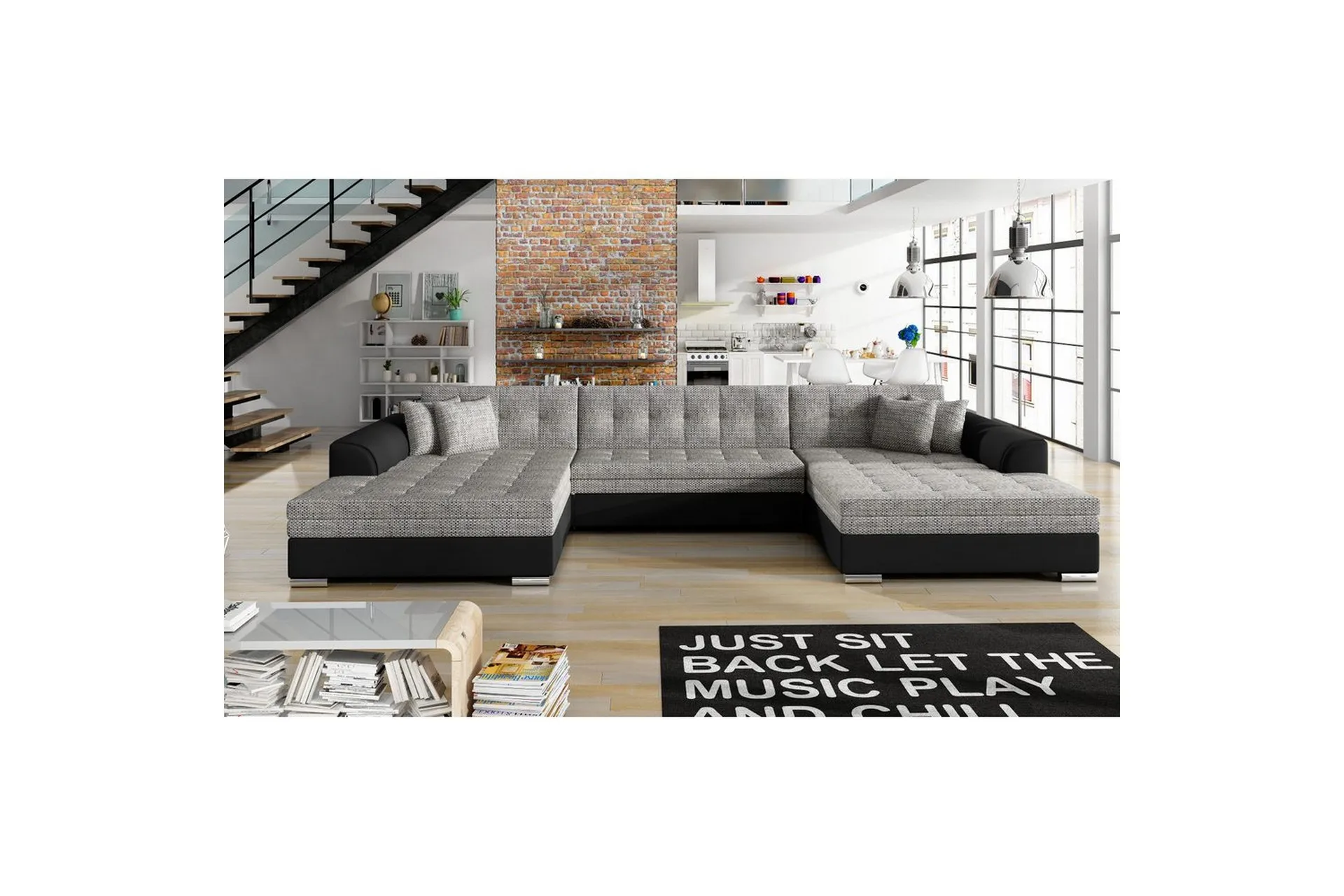 Hjørnesofa Eltap Vento 359x165x78 cm - Berlin 01, Soft 11, Grå, Symmetrisk