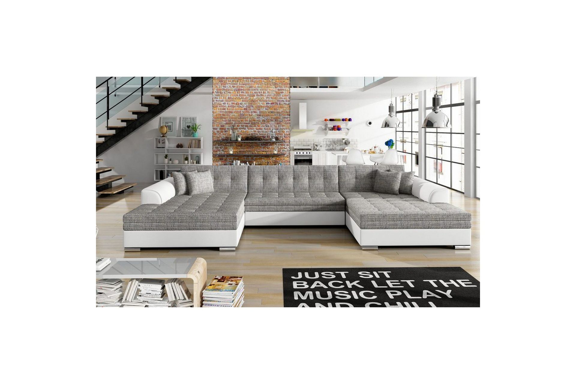 Hjørnesofa Eltap Vento 359x165x78 cm - Berlin 01, Soft 17, Grå, Symmetrisk