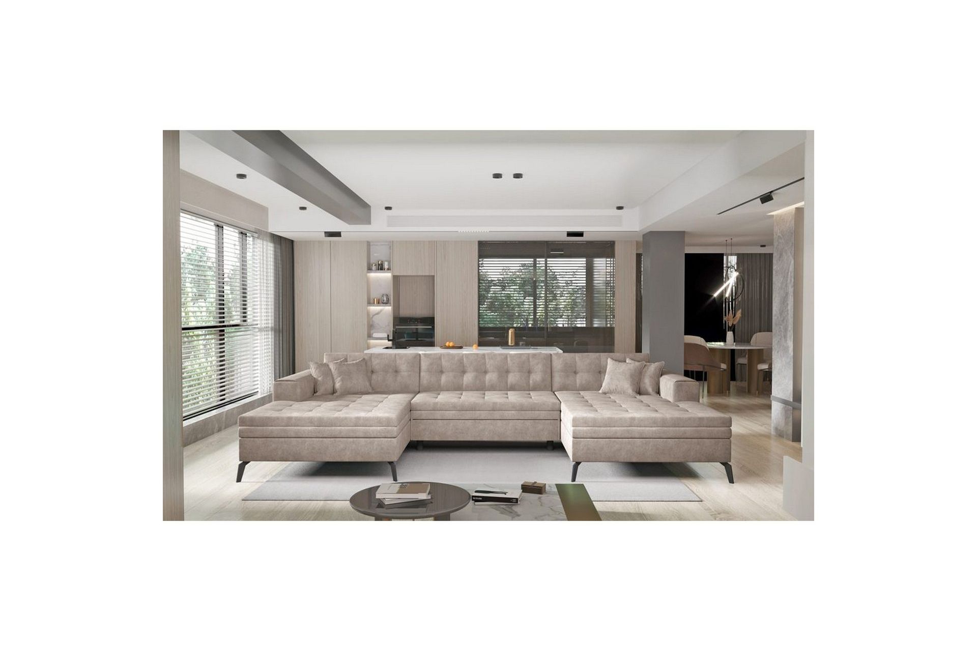 Hjørnesofa Eltap Vertizo 350x170x93 cm - Leve 18, Beige, Symmetrisk