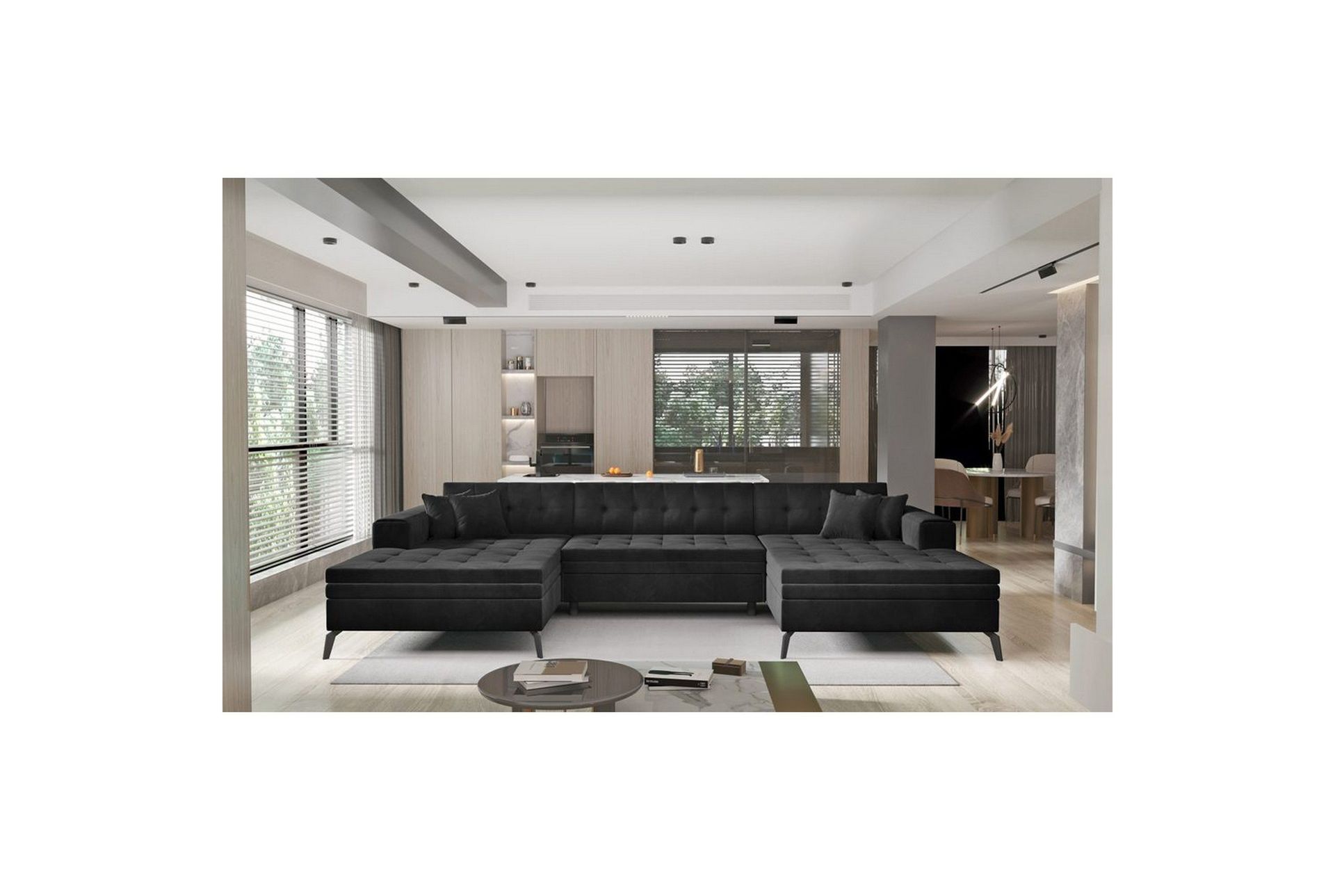 Hjørnesofa Eltap Vertizo 350x170x93 cm - Lukso 10, Svart, Symmetrisk
