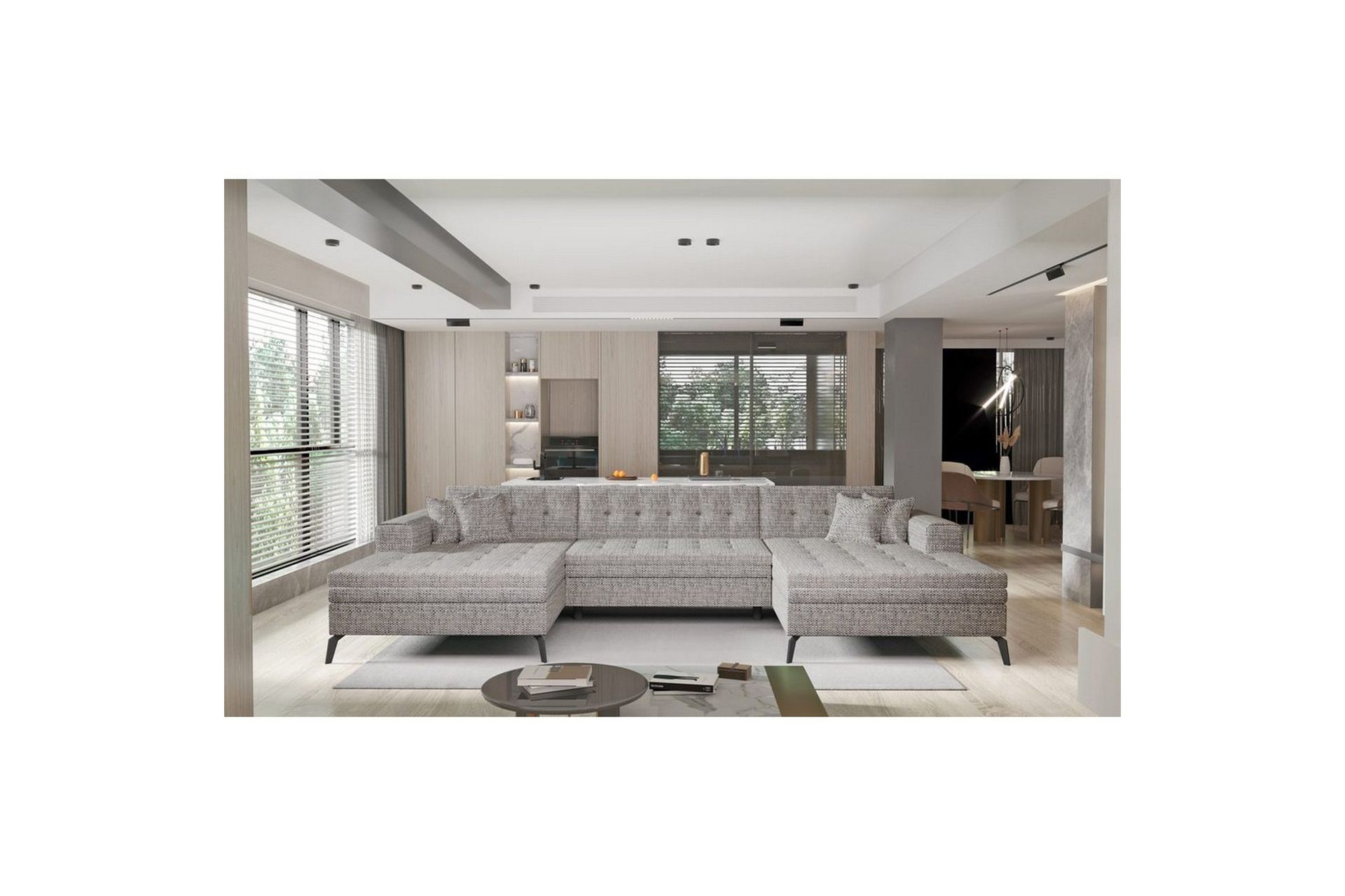 Hjørnesofa Eltap Vertizo 350x170x93 cm - Marte 130, Grå, Symmetrisk