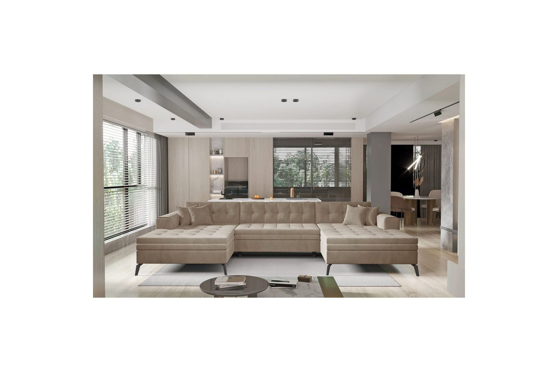 Hjørnesofa Eltap Vertizo 350x170x93 cm - Nube 20, Beige, Symmetrisk