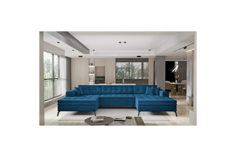 Hjørnesofa Eltap Vertizo 350x170x93 cm - Nube 40, Mørk Blå, Symmetrisk - Møbler - Sofaer - Sovesofaer