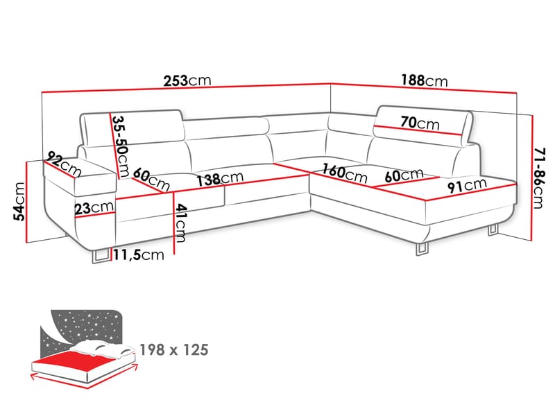 hjørnesofa Fonti Poso 03 Høyrevendt - Møbler - Sofaer - Sovesofaer