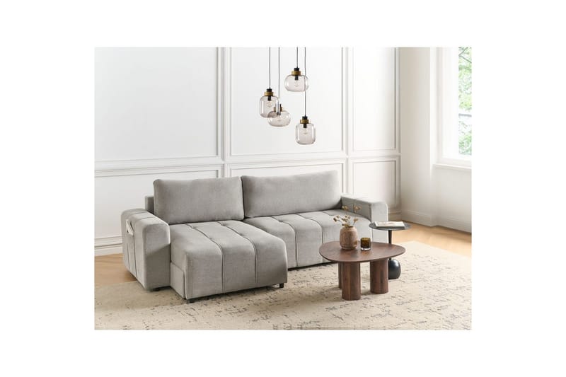 Hjørnesofa høyrevendt Innvik - Grå, 213x156 cm - Møbler - Sofaer - Sovesofaer