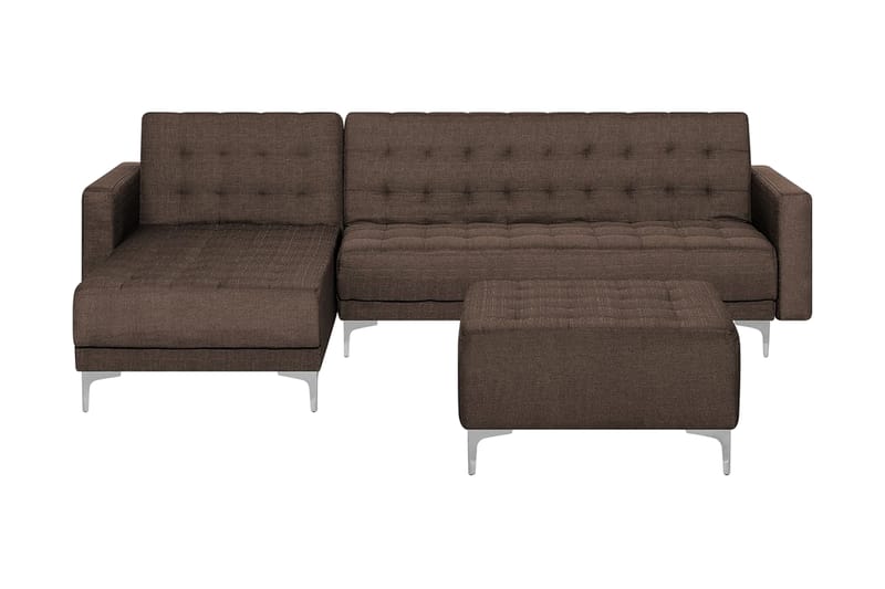 Hjørnesofa H med sovefunksjon + fotskammel ABERDEEN - Brun - Møbler - Sofaer - Sovesofaer