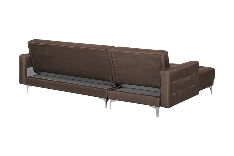 Hjørnesofa H med sovefunksjon + fotskammel ABERDEEN - Brun - Møbler - Sofaer - Sovesofaer