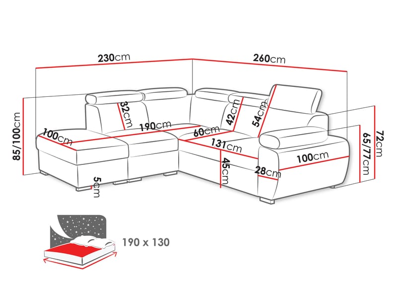 hjørnesofa Hjørnesofa BOSTON 2 Flow 17 Venstre - Møbler - Sofaer - Sovesofaer