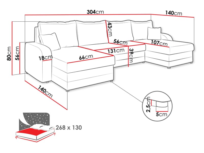 hjørnesofa Hjørnesofa KRIS U M Clara 215.10 - Møbler - Sofaer - Sovesofaer